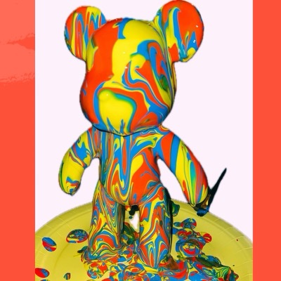 Custom Painted Fluid Bear 9in 23cm- Can't make the workshop? You pick the colors, We’ll paint the bear with video