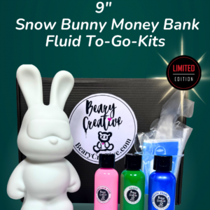 9” Snow Bunny Money Bank -Fluid Art To-Go Kit
