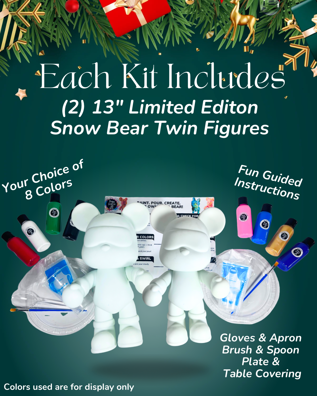 13” Snow Bear Twin Set Fluid Art To-Go Kit - Image 2